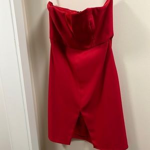 NBD red strapless dress
